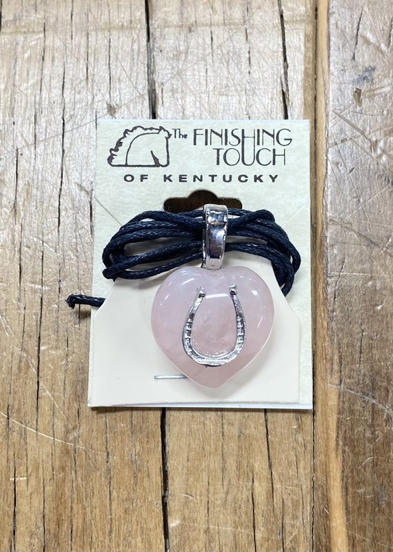 The Finishing Touch Of Kentucky Rose Quartz Heart with Horseshoe Necklace