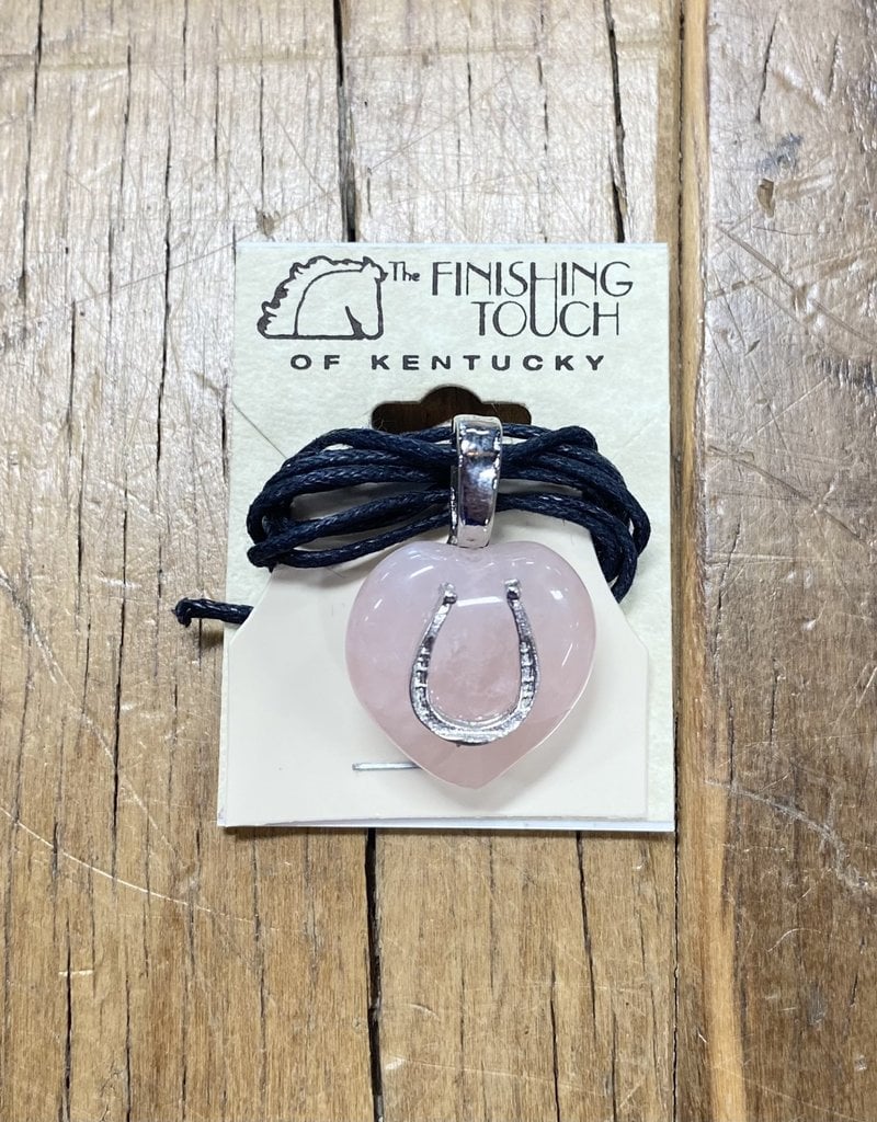 The Finishing Touch Of Kentucky Rose Quartz Heart with Horseshoe Necklace