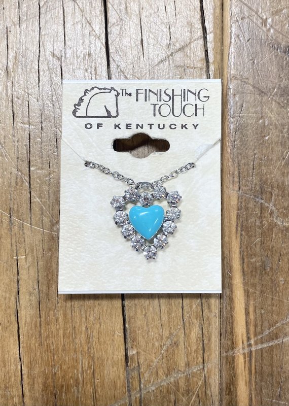The Finishing Touch Of Kentucky Rhinestone Heart with Smaller Turquoise Heart Necklace