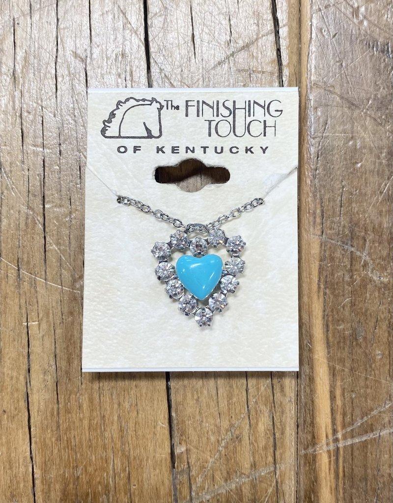 The Finishing Touch Of Kentucky Rhinestone Heart with Smaller Turquoise Heart Necklace