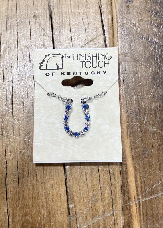 The Finishing Touch Of Kentucky Sapphire & Silver Crystal Horseshoe Necklace