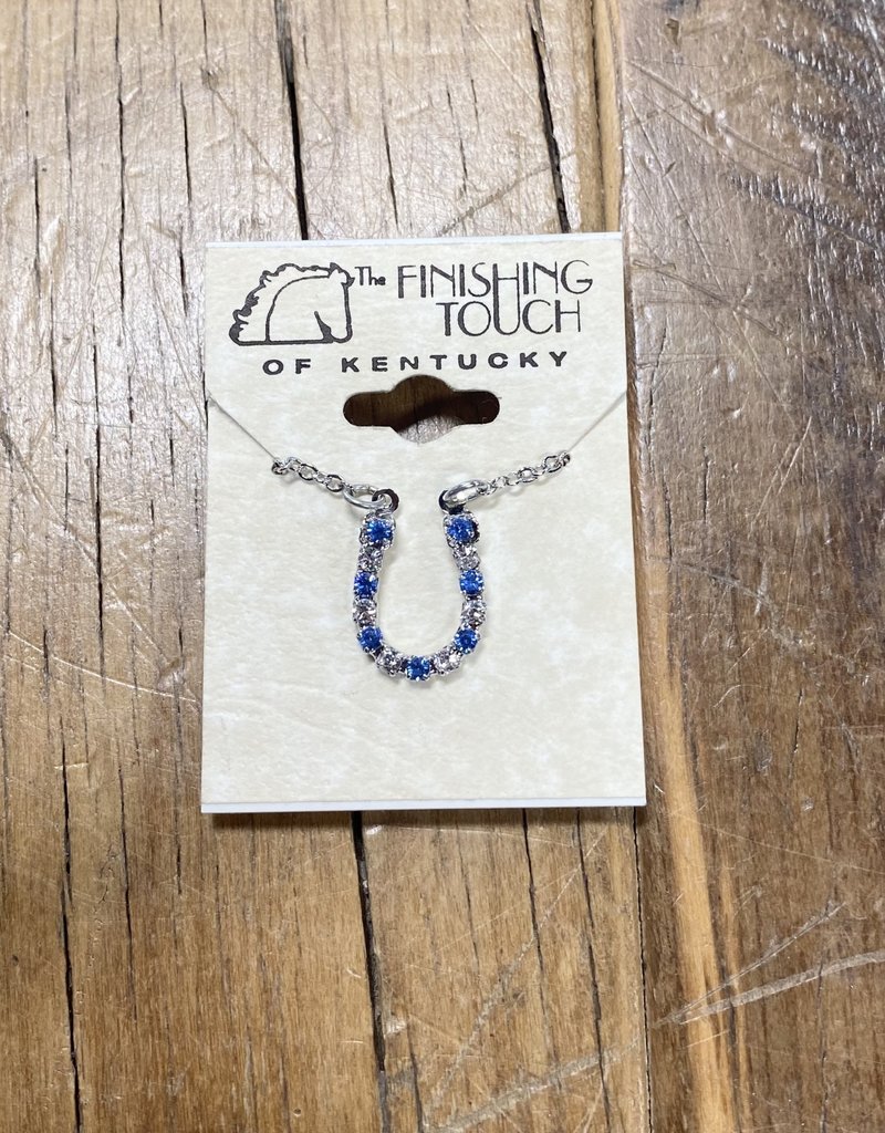 The Finishing Touch Of Kentucky Sapphire & Silver Crystal Horseshoe Necklace