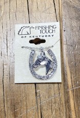 The Finishing Touch Of Kentucky Silver Crystal Horseshoe with Horse Head Neckalce