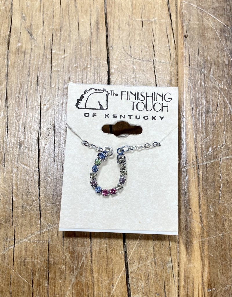 The Finishing Touch Of Kentucky Pastel Rainbow Crystal Horseshoe Necklace