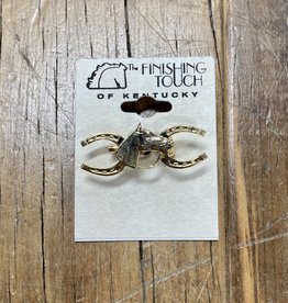 The Finishing Touch Of Kentucky Gold Horseshoe and Horse Head Small Stock Pin