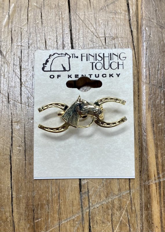 The Finishing Touch Of Kentucky Gold Horseshoe and Horse Head Small Stock Pin