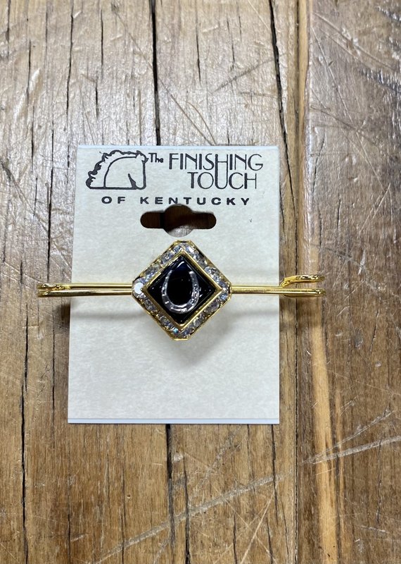 The Finishing Touch Of Kentucky Black Onyx Crystal and Gold with Horse Shoe Stock Pin