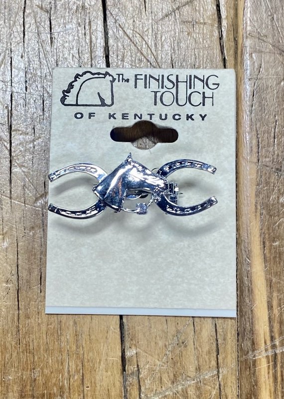 The Finishing Touch Of Kentucky Silver Horse Shoe and Bridle Small Stock Pin