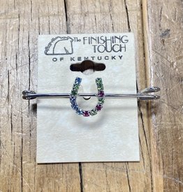 The Finishing Touch Of Kentucky Pastel Rainbow Horse Shoe  On Silver 2" Stock Pin