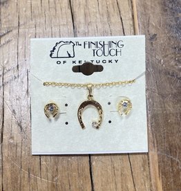 The Finishing Touch Of Kentucky Gold Horse Shoe with Rhinestones Gift Set