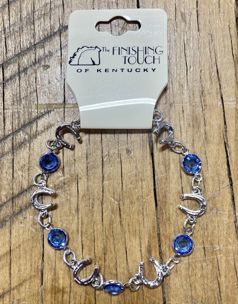 The Finishing Touch Of Kentucky Sapphire and Silver Horse Shoe Bracelet