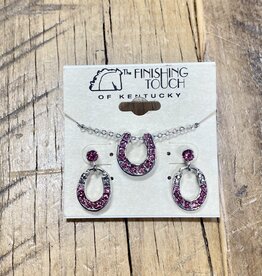 The Finishing Touch Of Kentucky Pink Rhinestone and Silver Horse Shoe Gift Set