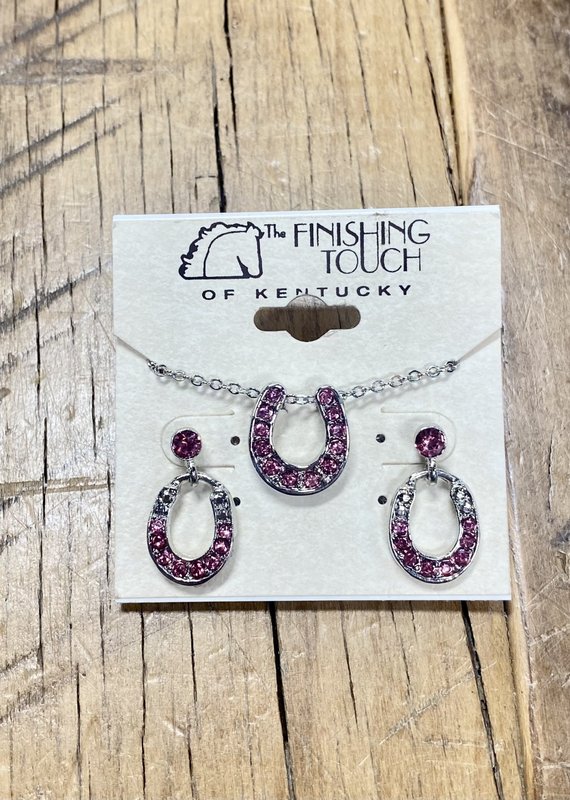 The Finishing Touch Of Kentucky Pink Rhinestone and Silver Horse Shoe Gift Set