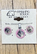 The Finishing Touch Of Kentucky Silver Horse Head with Pink Rope Gift Set