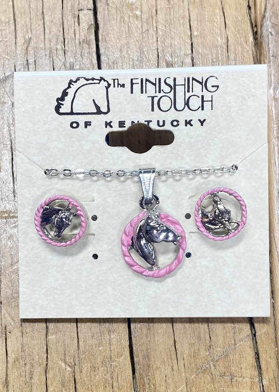 The Finishing Touch Of Kentucky Silver Horse Head with Pink Rope Gift Set