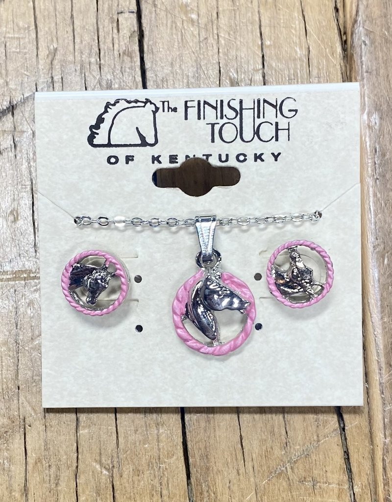 The Finishing Touch Of Kentucky Silver Horse Head with Pink Rope Gift Set