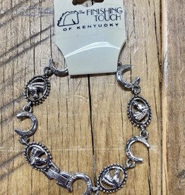 The Finishing Touch Of Kentucky Silver Horse Shoe and Horse Head with Rope Bracelet