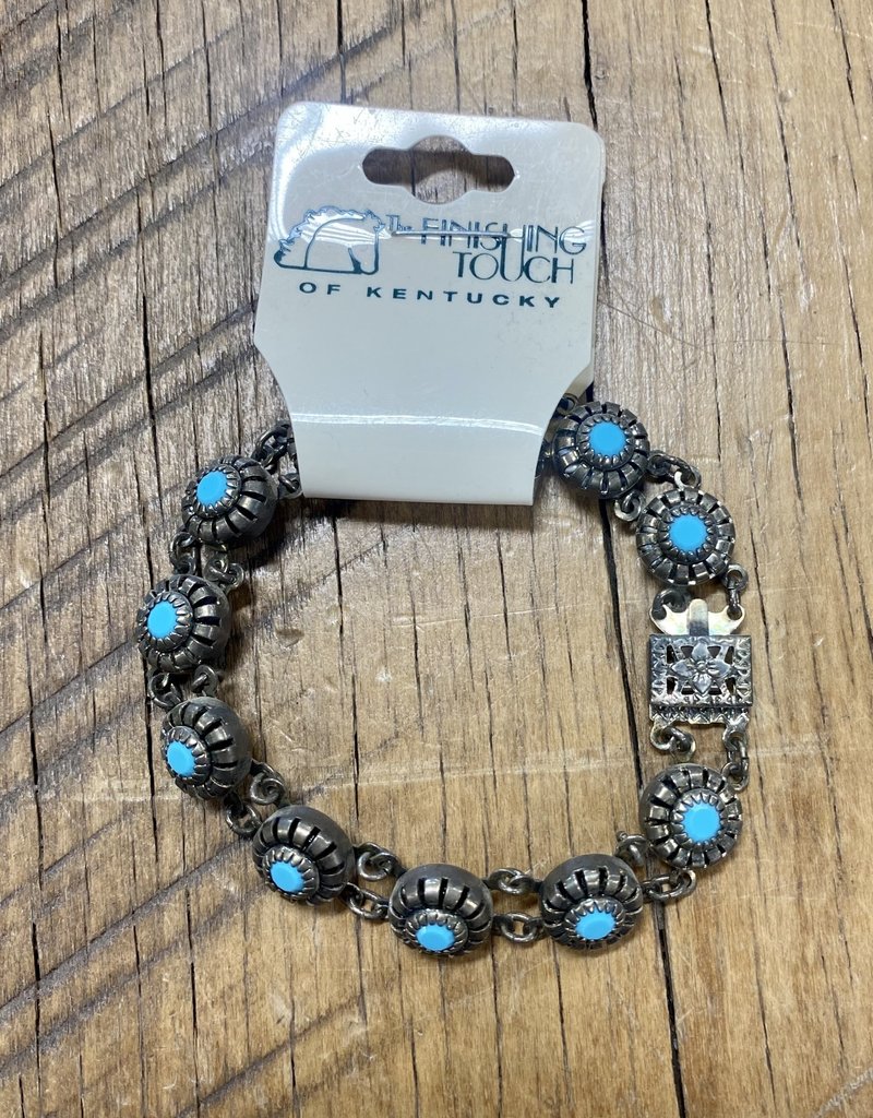 The Finishing Touch Of Kentucky Silver and Turquoise Stone Bracelet