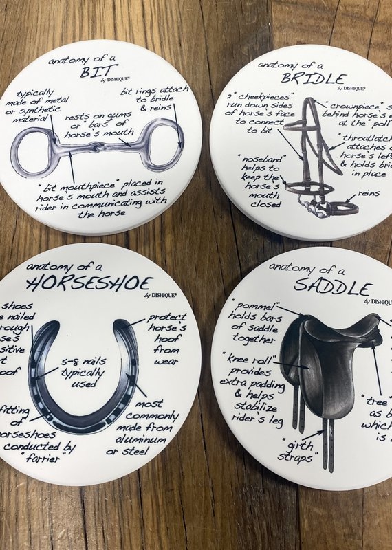 Dishique Equestrian Tack Anatomy Coasters