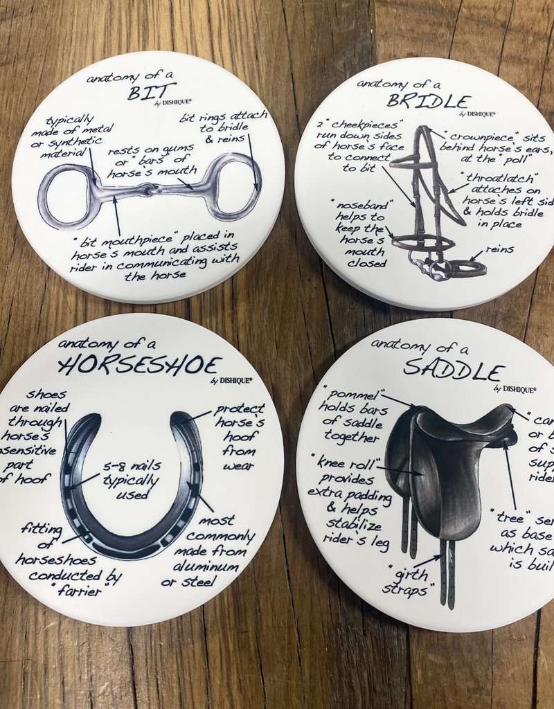 Dishique Equestrian Tack Anatomy Coasters