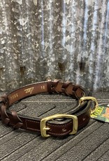 Tory Leather Tory Leather Co. Laced Collar in Havana (Space for Nameplate)