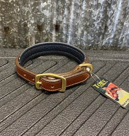 Tory Leather Tory Leather Co. Padded Dog Collar in Oakbark/ Navy
