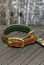 Tory Leather Tory Leather Co. Padded Dog Collar in  Oakbark/ Green