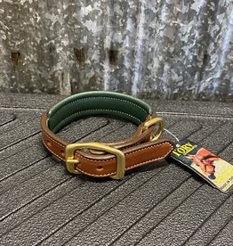 Tory Leather Tory Leather Co. Padded Dog Collar in Oakbark/ Green