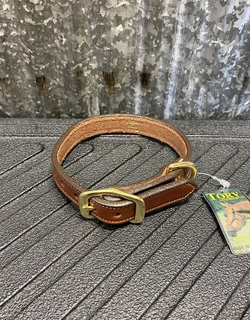 Tory Leather Tory Leather Co. 3/4" Raised Dog Collar in Oakbark (Space for a Nameplate)