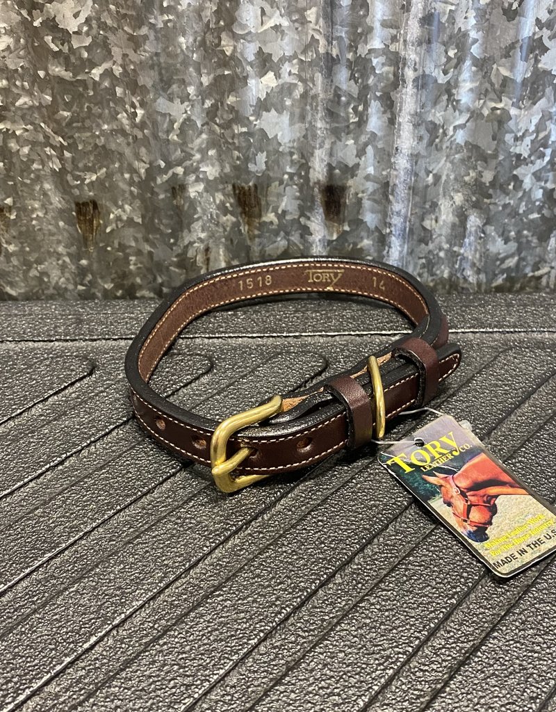 Tory Leather Tory Leather Co. 3/4" Raised Dog Collar in Havana (Space for a Nameplate)