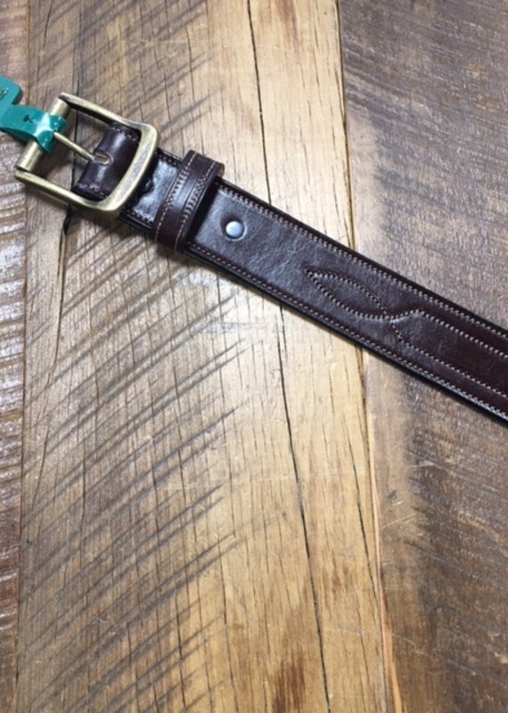 Tory Leather Tory 1 1/2" Repeated Stitch Leather Belt Havana