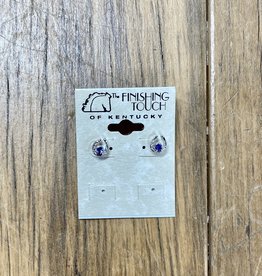 The Finishing Touch Of Kentucky Mini Horseshoe with Sapphire Stone Earrings