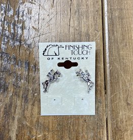 The Finishing Touch Of Kentucky Jumping Horses Silver Earrings