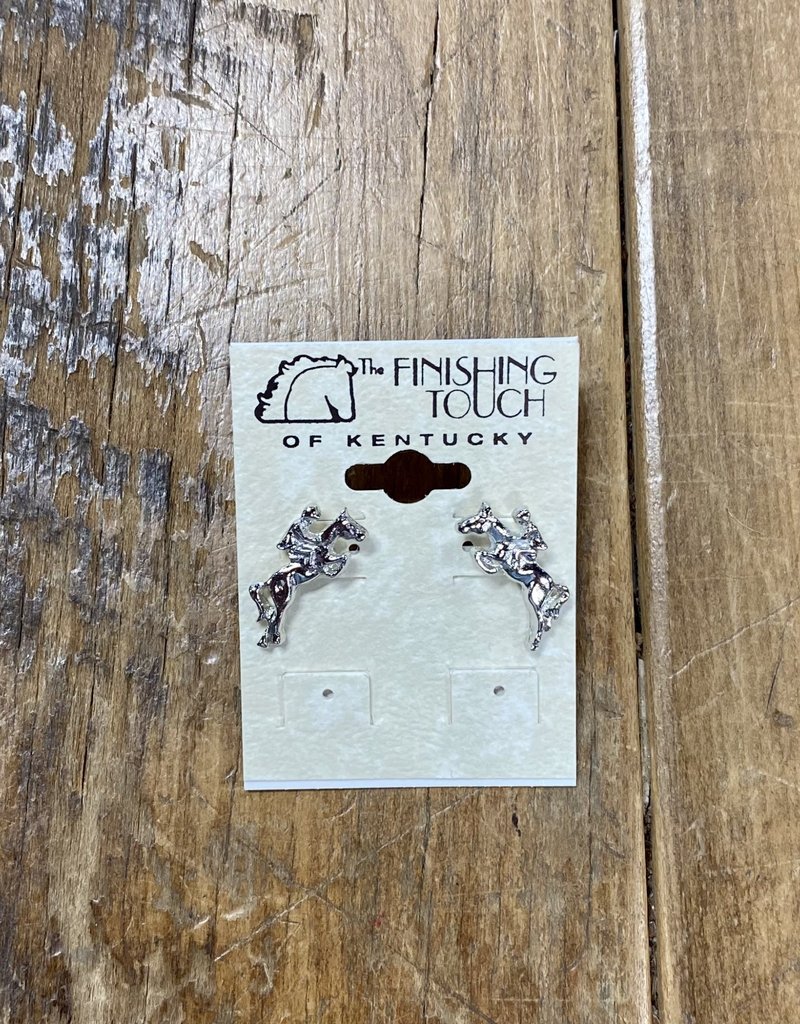 The Finishing Touch Of Kentucky Jumping Horses Silver Earrings