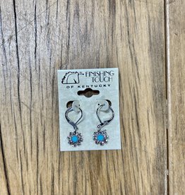 The Finishing Touch Of Kentucky Crystal and Faux Turquoise Flower Earrings