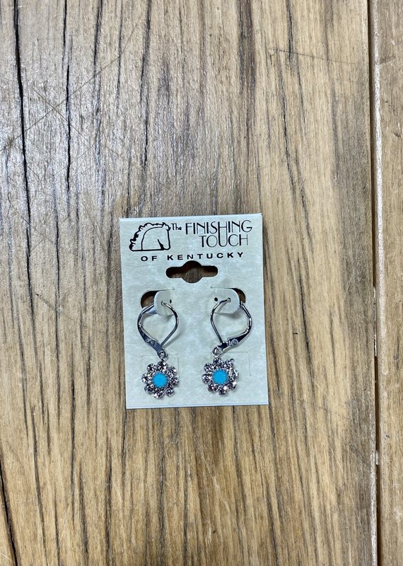 The Finishing Touch Of Kentucky Crystal and Faux Turquoise Flower Earrings
