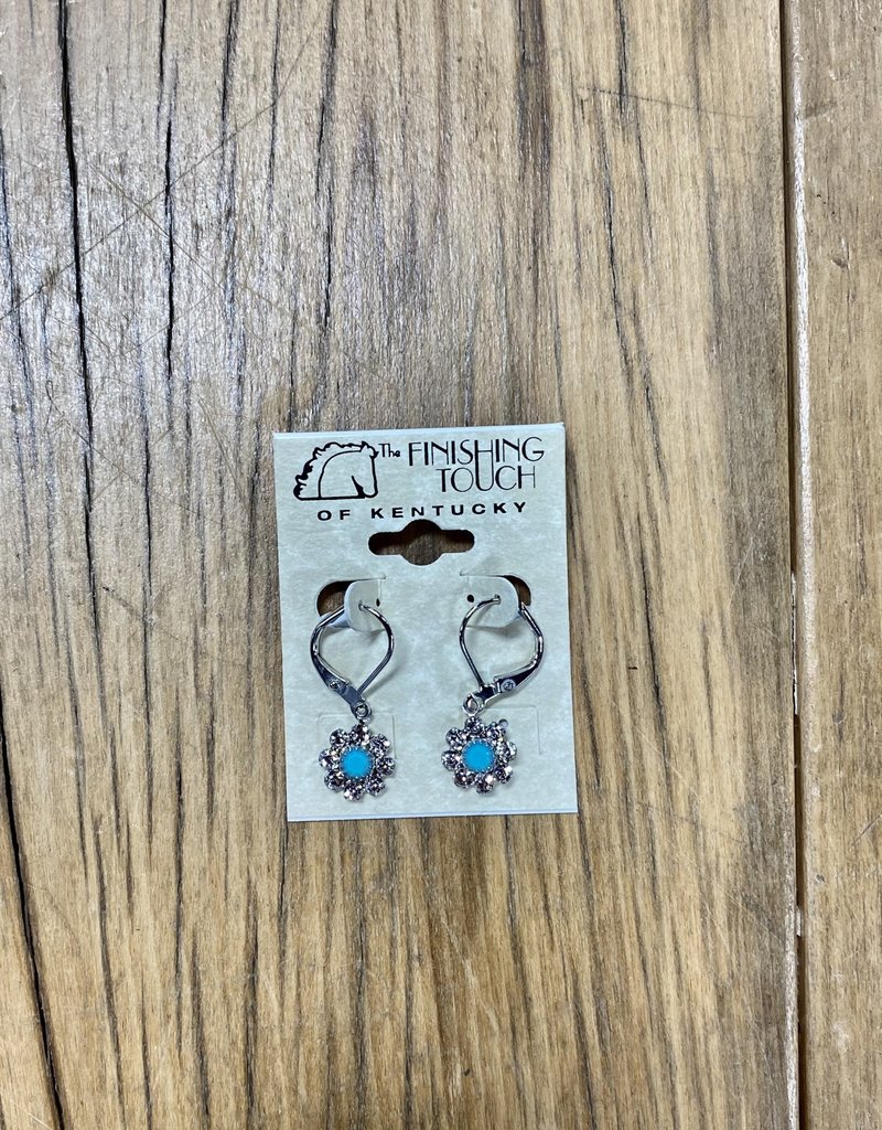 The Finishing Touch Of Kentucky Crystal and Faux Turquoise Flower Earrings