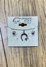 The Finishing Touch Of Kentucky Silver Horseshoe with Sapphire Rhinestone Gift Set