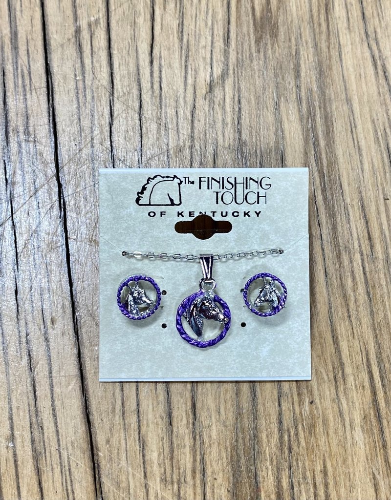 The Finishing Touch Of Kentucky Horse Head in Rope Amethyst/Silver Gift Set