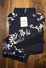 Kastel Kastel Ladies Long Sleeve 1/4 Zip Raglan Sun Shirt Navy and White Floral