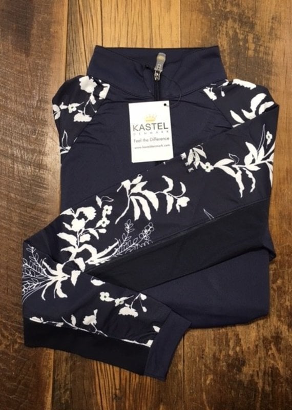 Kastel Kastel Ladies Long Sleeve 1/4 Zip Raglan Sun Shirt Navy and White Floral