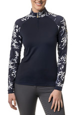 Kastel Kastel Ladies Long Sleeve 1/4 Zip Raglan Sun Shirt Navy and White Floral