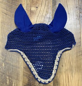 Custom Horse Crochet Fly Bonnet Navy/Gold