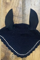 Horse Fare Horse Crochet Fly Bonnet Black with Crystal Accents