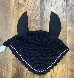 Horse Fare Horse Crochet Fly Bonnet Black with Crystal Accents