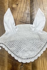 Horse Crochet Fly Bonnet White with Crystal Accents