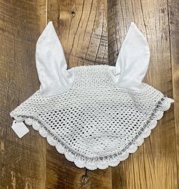 Horse Crochet Fly Bonnet White with Crystal Accents