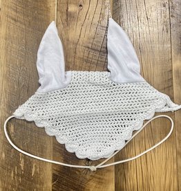 Horse Crochet Fly Bonnet White with Scalloped Edges