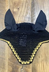 Custom Horse Crochet Fly Bonnet Black/Gold