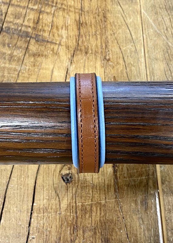 Horse Fare Croc Leather Padded Bracelet Oakbark/Blue